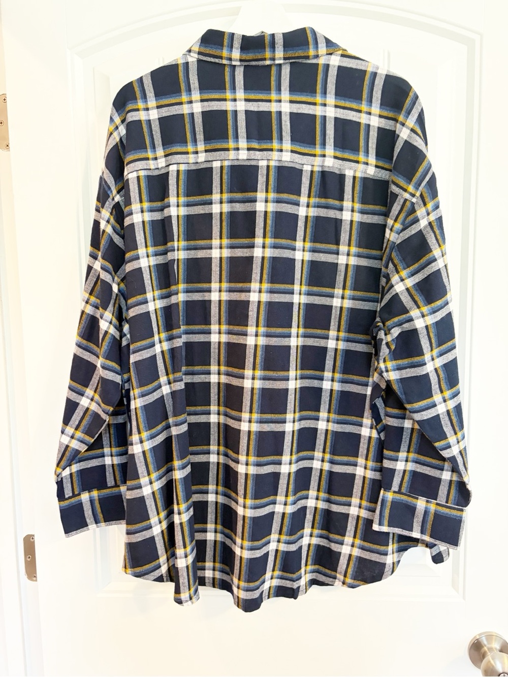 OLD NAVY I NWT Flannel Boyfriend Tunic Shirt, Navy Plaid - Picture 5 of 7